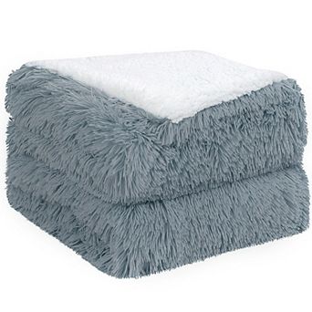 Luxury Shaggy Faux Fur Blanket Soft Warm Sherpa Throw for Sofa Couch Bed Queen 90"x90"