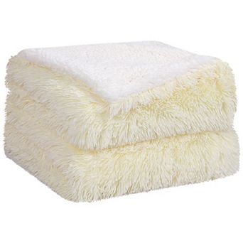 Luxury Shaggy Faux Fur Blanket Soft Warm Sherpa Throw for Sofa Couch Bed Queen 90"x90"