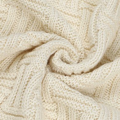 100% Cotton Cross Cable Knit Throw Blanket For Sofa Couch Bed Home Bedding, Throw 47"x78"
