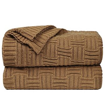 100% Cotton Cross Cable Knit Throw Blanket For Sofa Couch Bed Home Bedding, Throw 47"x78"