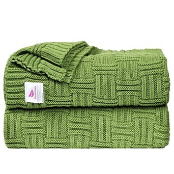 100% Cotton Cross Cable Knit Throw Blanket For Sofa Couch Bed Home Bedding, Throw 47"x78"