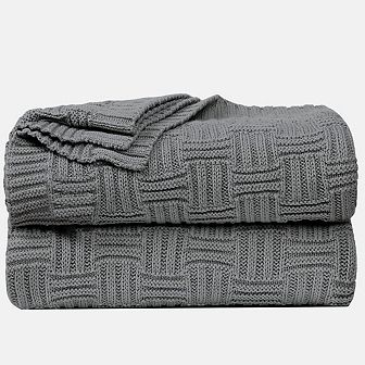 100% Cotton Cross Cable Knit Throw Blanket For Sofa Couch Bed Home Bedding, Throw 47"x78"