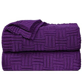 100% Cotton Cross Cable Knit Throw Blanket For Sofa Couch Bed Home Bedding, Throw 47"x78"