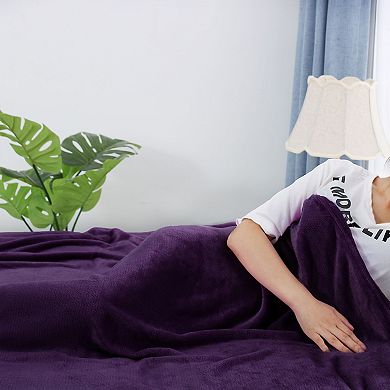 Fleece Flannel Throw Blanket Solid for Living Room Bedroom 70"x78"