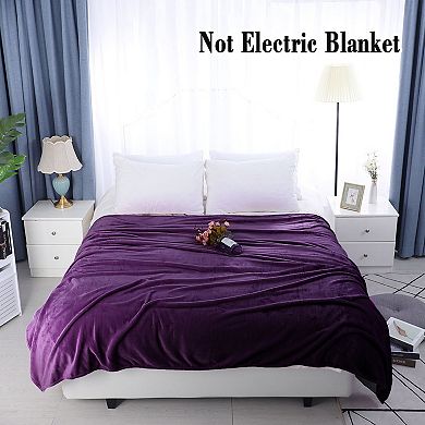 Fleece Flannel Throw Blanket Solid for Living Room Bedroom 70"x78"