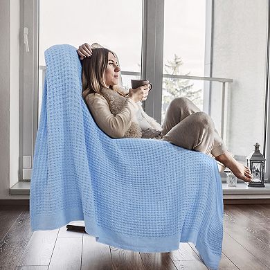 Soft 100% Cotton Thermal Blanket Waffle Weave Home Decoration Knit Blanket 47"x70"