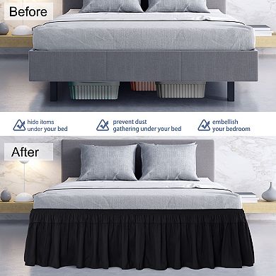 Polyester Brushed Bed Skirt with Elastic Dust Ruffles 16" Drop Queen 60" x 80"