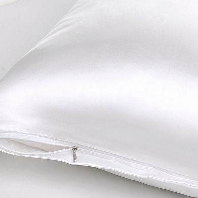 1 Pc Luxury Silky Smooth Soft Long Satin Solid Pillow Case With Zipper Closure Body 20" X 60"