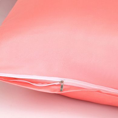 1 Pc Luxury Silky Smooth Soft Long Satin Solid Pillow Case With Zipper Closure Body 20" X 60"