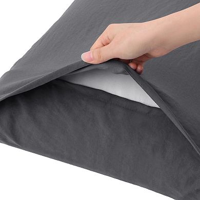 2Pcs Brushed Pillowcases Washed Microfiber Envelope Closure King 20"x36"