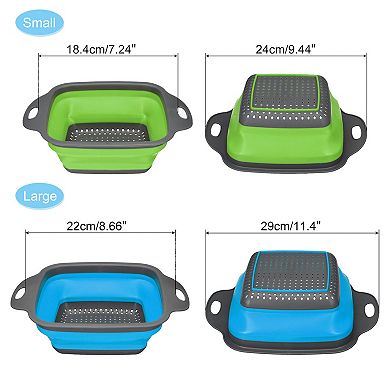 Collapsible Colander 3 Pcs Silicone Foldable Strainer, 1 Large 2 Small