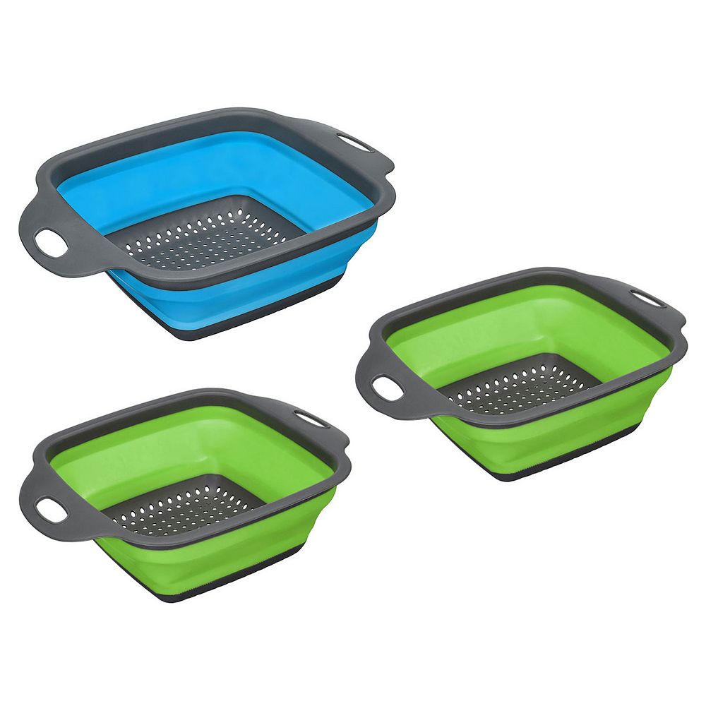 Collapsible Colander 3 Pcs Silicone Foldable Strainer, 1 Large 2 Small