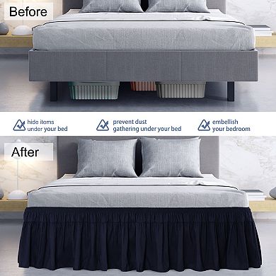 Polyester Brushed Bed Skirt Elastic Dust Ruffles 16 Inch Drop Full 54" x 75"