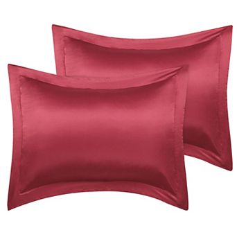 2 pc Pillow Shams Satin Pillow Cases Queen 20"x30" Oxford Pillowcases