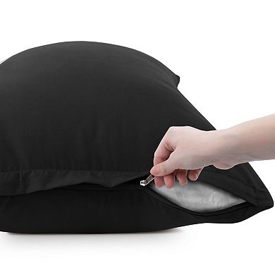 Zippered 100% Brushed Microfiber Polyester Soft Pillow Cases 2 Pcs King 20" X 36"