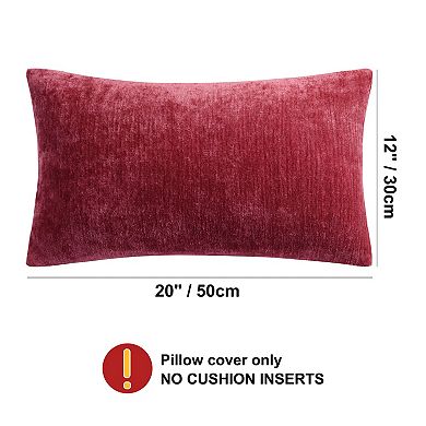 Water Repellent Square Chenille Throw Pillow Covers Set Of 2, 12" X 20"