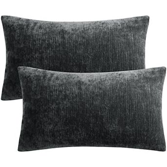 Water Repellent Square Chenille Throw Pillow Covers Set Of 2, 12" X 20"