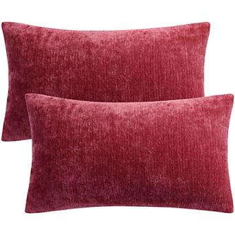 Water Repellent Square Chenille Throw Pillow Covers Set Of 2, 12" X 20"