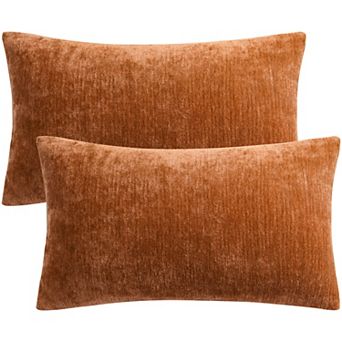 Water Repellent Square Chenille Throw Pillow Covers Set Of 2, 12" X 20"