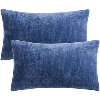 Water Repellent Square Chenille Throw Pillow Covers Set Of 2, 12" X 20"