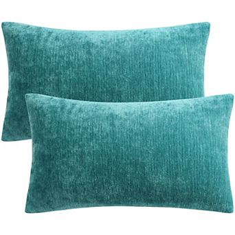 Water Repellent Square Chenille Throw Pillow Covers Set Of 2, 12" X 20"