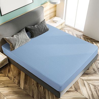 Soft 100GSM Striped Bed Fitted Sheets 16 Inch Deep Pocket Queen 59"W x 80"L