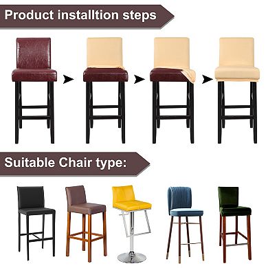 Stretch Spandex Bar Stool Cover for Bar Height Side Chair Slipcovers 2Pcs