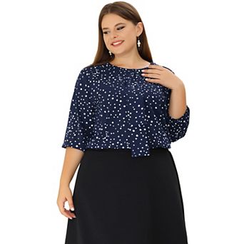Women's Plus Size Work Formal 3/4 Sleeve Solid Chiffon Blouse