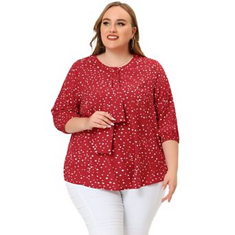 Women's Plus Size Work Formal 3/4 Sleeve Solid Chiffon Blouse