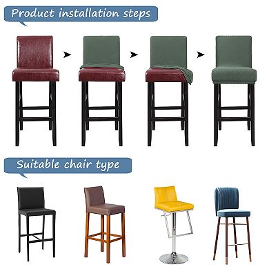 Stretch Bar Stool Covers for Counter Short Back Chair Slipcovers 4Pcs