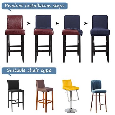 Stretch Bar Stool Covers for Counter Short Back Chair Slipcovers 4Pcs