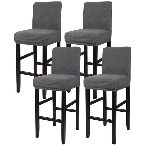 Stretch Bar Stool Covers for Counter Short Back Chair Slipcovers 4Pcs