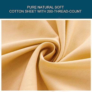 200TC Cotton Fitted Sheet with 15" Deep Pocket, Queen 79" x 59"(L*W)