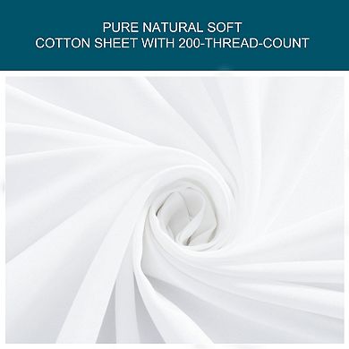 Breathable Fitted Sheets Durable Comfortable Bottom Shee15" Large Pocket Cotton Full 74" x 53"(L*W)