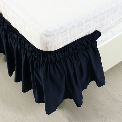 Bed Skirt Polyester Wrap Around Dust Ruffle 15 Inch Drop Elastic Bedding Bed King 78" x 80"