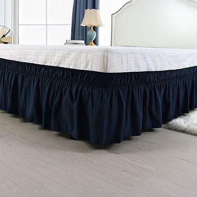 Bed Skirt Polyester Wrap Around Dust Ruffle 15 Inch Drop Elastic Bedding Bed King 78" x 80"