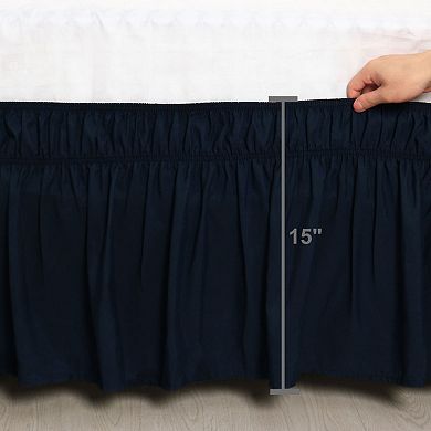 Bed Skirt Polyester Wrap Around Dust Ruffle 15 Inch Drop Elastic Bedding Bed King 78" x 80"