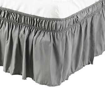 Bed Skirt Polyester Wrap Around Dust Ruffle 15 Inch Drop Elastic Bedding Bed King 78" x 80"