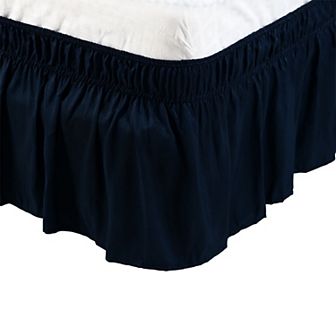 Bed Skirt Polyester Wrap Around Dust Ruffle 15 Inch Drop Elastic Bedding Bed King 78" x 80"