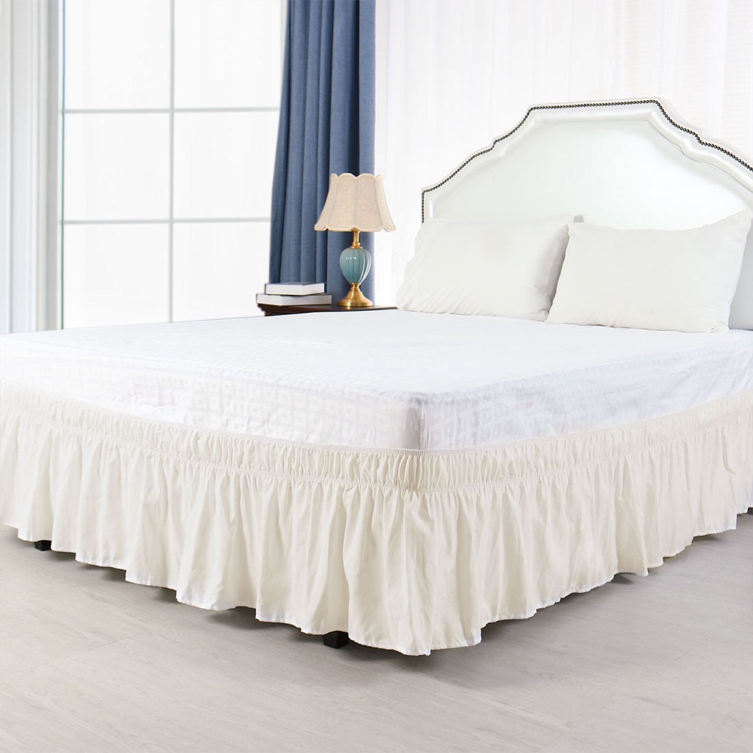 thumbnail image 2 of PiccoCasa 15-Inch Drop Wrap-Around Bed Skirt - Elastic Polyester Dust Ruffle 2 of 5