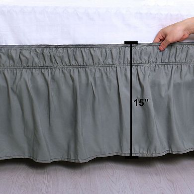 Base Valance Sheet Polyester Wrap Around Dust Ruffle 15" Drop Elastic Bedding Full 54" x 75"