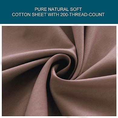 200 Thread Count 100% Cotton Fitted Bed Sheet with 15" Large Pocket King 79" x 77"(L*W)