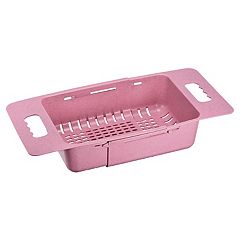 Rectangular Pink Plastic Kitchen Sink Dish Drainer, Size/Dimensions:  44X30.5X14.8cm