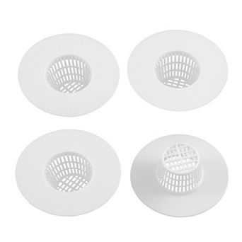 Bathroom Plastic Drain Hair Stopper Strainers Sink Drainer 4 pc White
