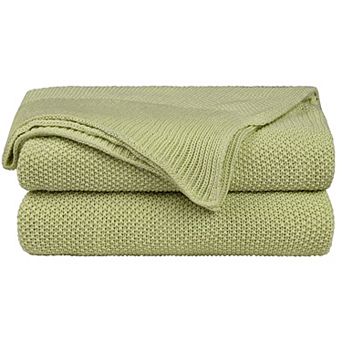 100% Cotton Soft Knitted Throw Solid Blanket for Couch Sofa Bedroom, Throw 50"x60"