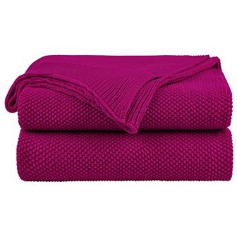 100% Cotton Soft Knitted Throw Solid Blanket for Couch Sofa Bedroom, Throw 50"x60"