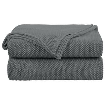 100% Cotton Soft Knitted Throw Solid Blanket for Couch Sofa Bedroom, Throw 50"x60"
