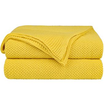 100% Cotton Soft Knitted Throw Solid Blanket for Couch Sofa Bedroom, Throw 50"x60"
