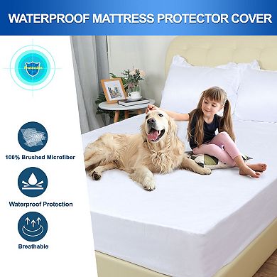 Waterproof Mattress Fitted Sheet Pad Bed Cover with Elastic Band Fitted 14' Deep Queen 60" x 80"
