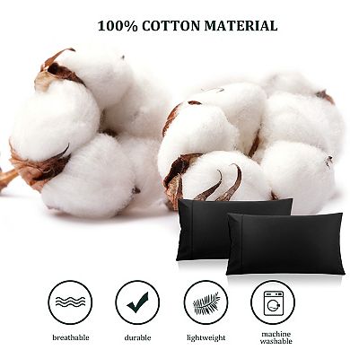 Pillowcase Set of 2 Soft Cotton with Zipper King 20"x36"